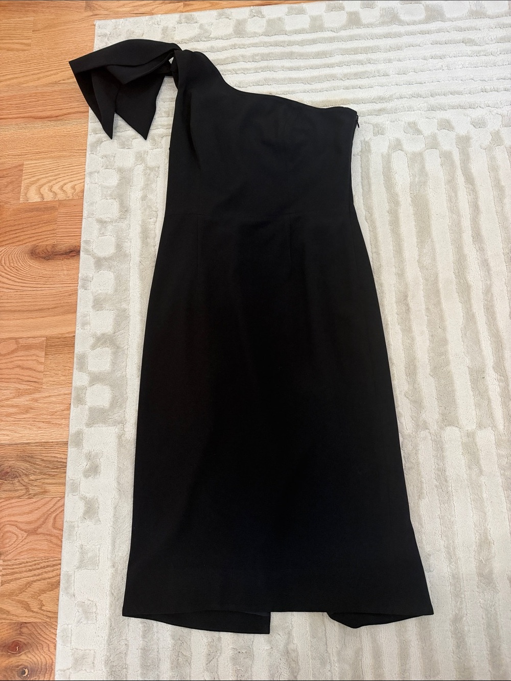 Dress the Population One-Shoulder Black Dress with Bow Strap